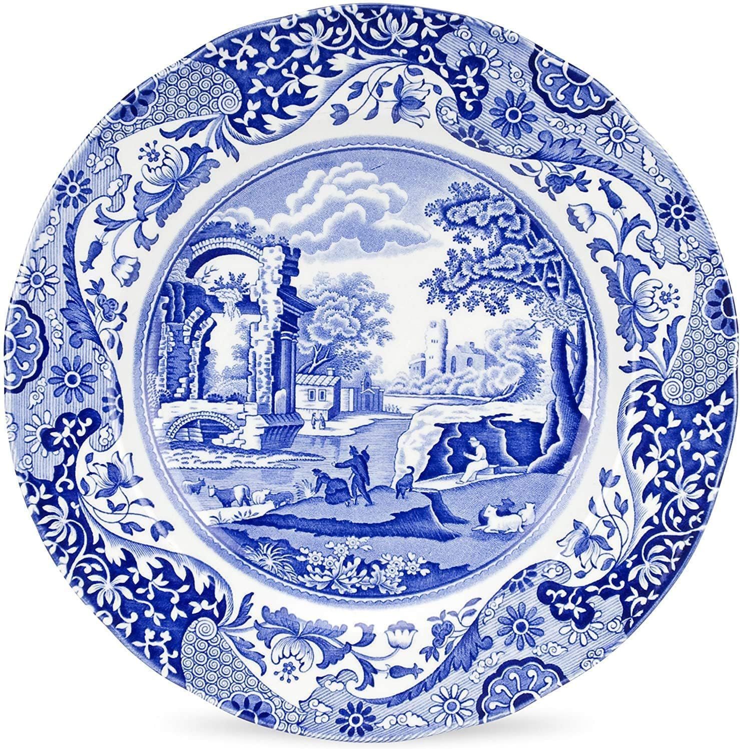 Blue Italian Round Glass Dinner Plate, 10.5 Inch