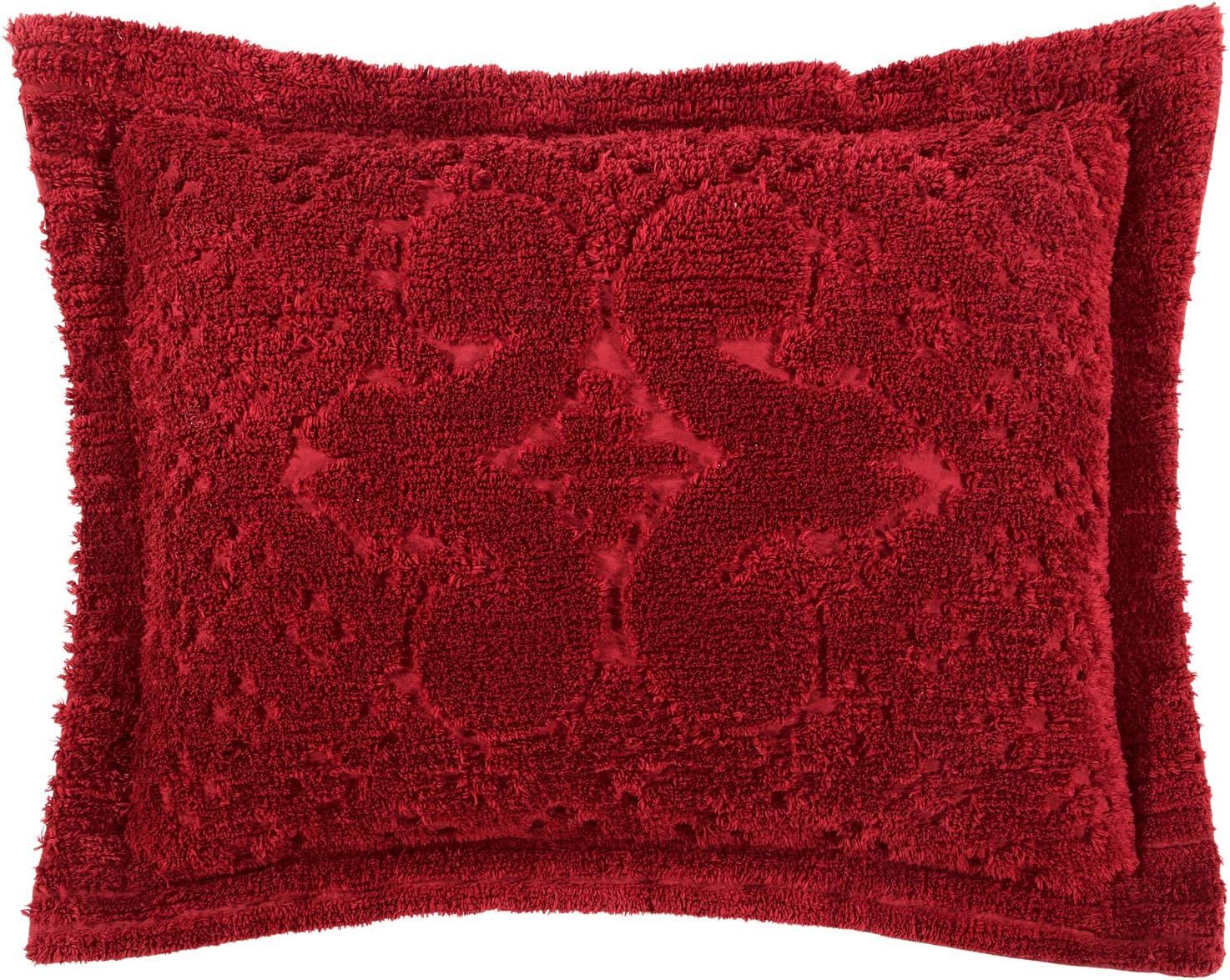 Burgundy Cotton Chenille Tufted Medallion Standard Sham