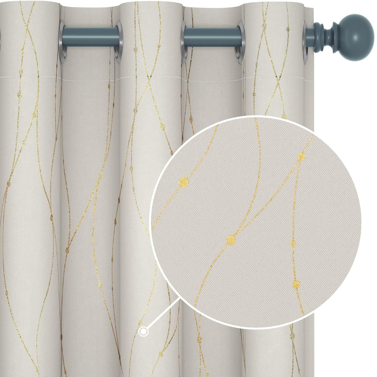 Deconovo Blackout Curtains - Thermal Insulated, Noise-Reducing Window Drapes for Bedroom, Living Room -2 Panels, Beige, 42W x 95L