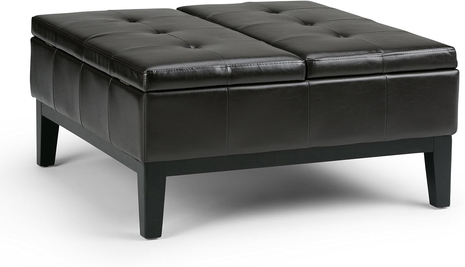 Tanner's Brown Faux Leather Tufted Storage Ottoman