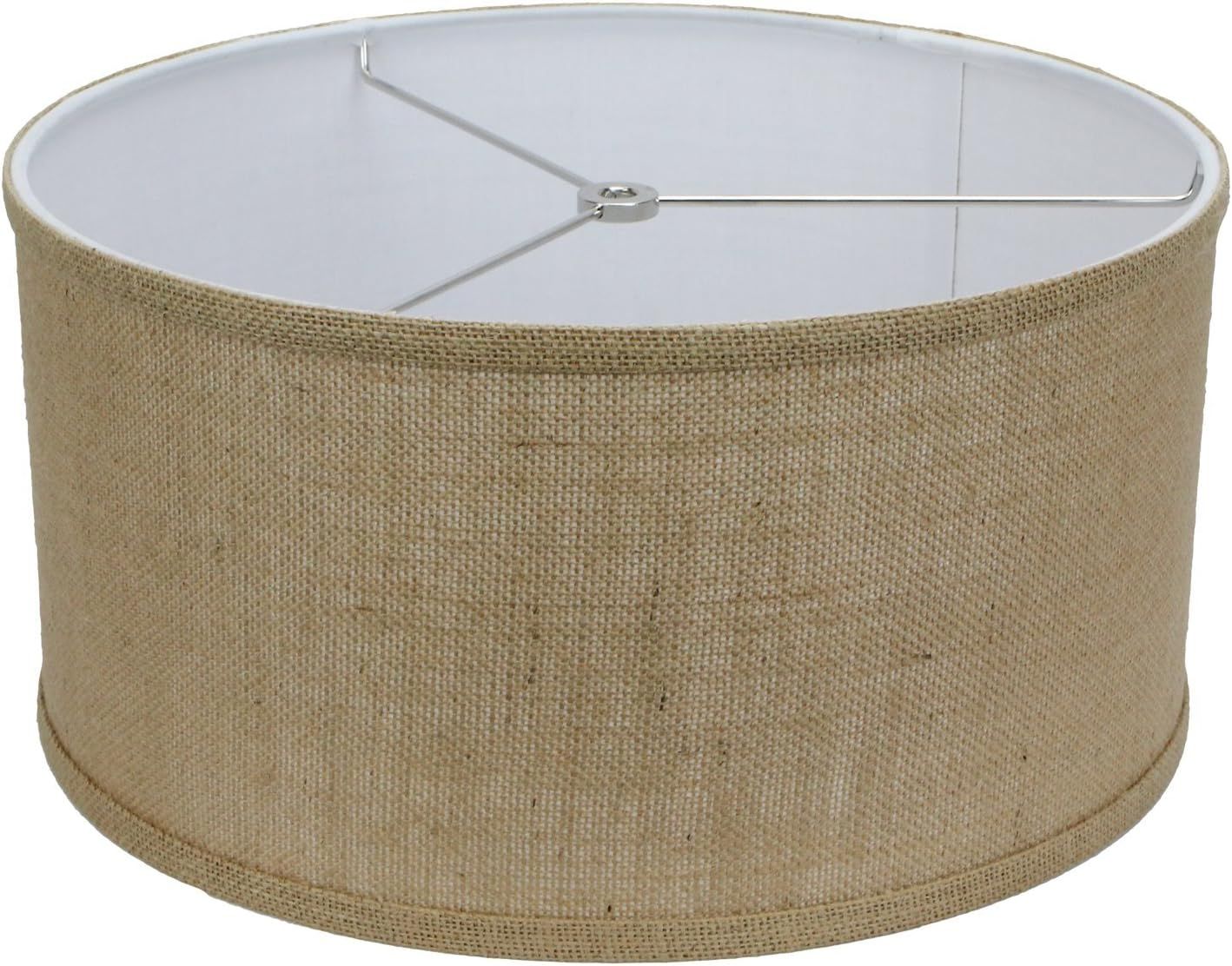 Natural Burlap Drum Lamp Shade with Nickel Hardware, 14" x 7"