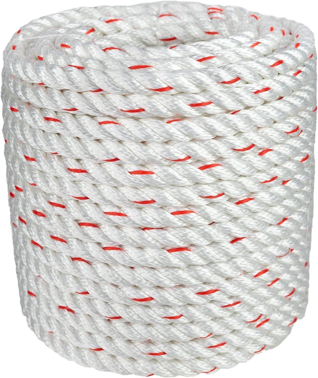 High Strength White Polyester Arborist Bull Rope 1 inch x 120 feet