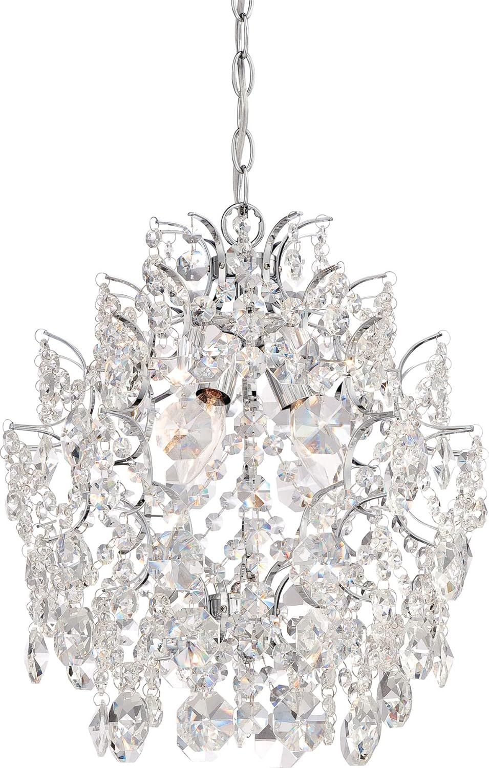 Elegant Chrome Mini Chandelier with Crystal Accents, 3-Light