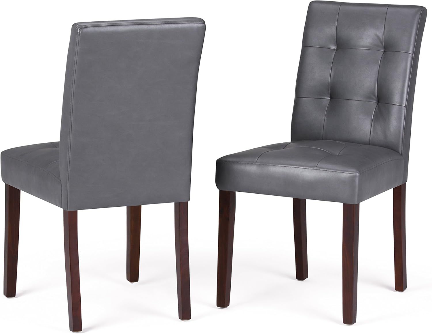 Stone Grey Faux Leather Upholstered Parsons Side Chair Set