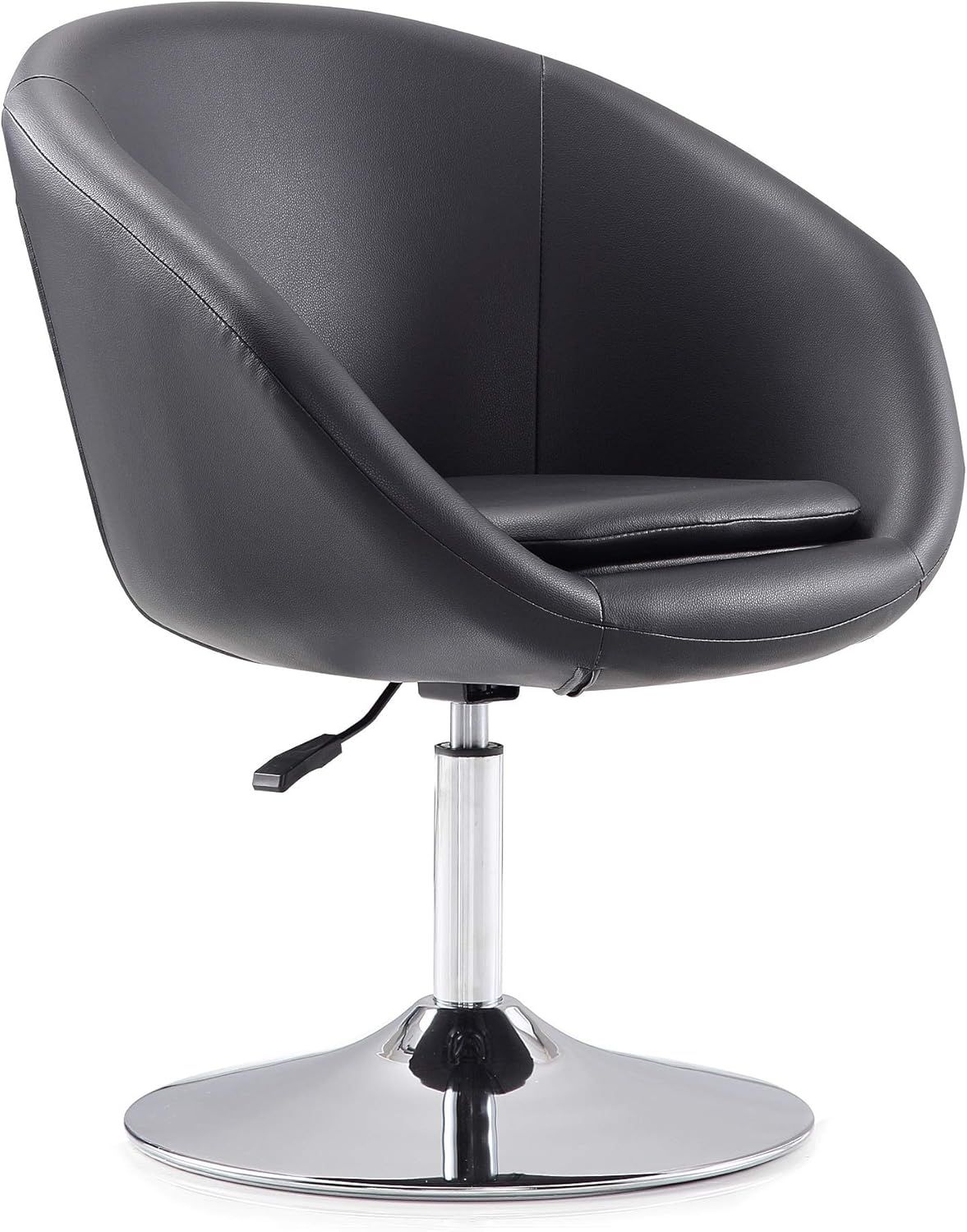 Black Faux Leather Swivel Chair with Chrome Base