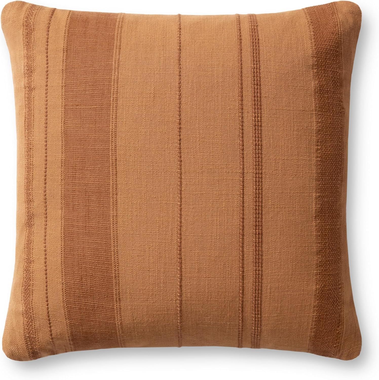 Rust Striped Cotton 18'' x 18'' Throw Pillow with Poly Insert