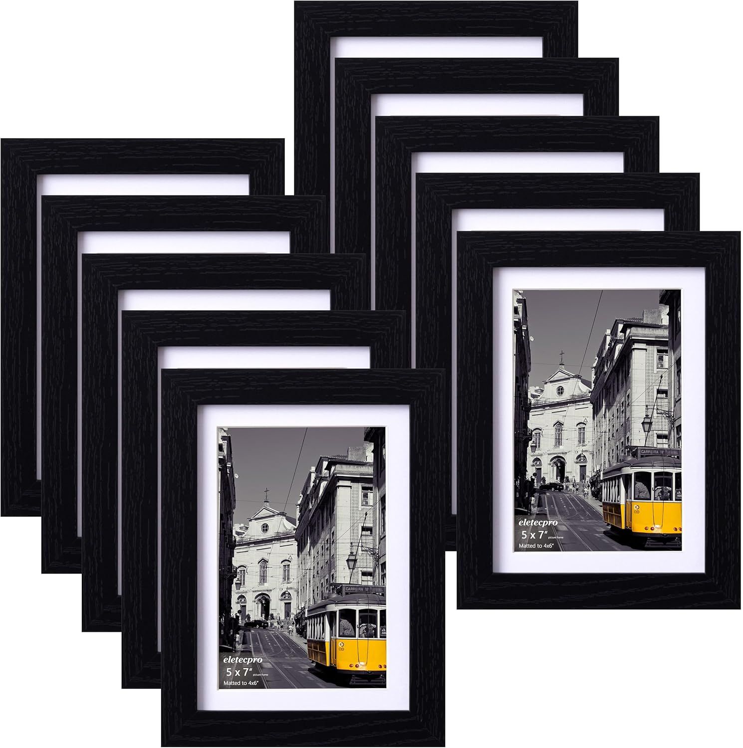 Black 5x7 Picture Frame Set with High Definition Glass