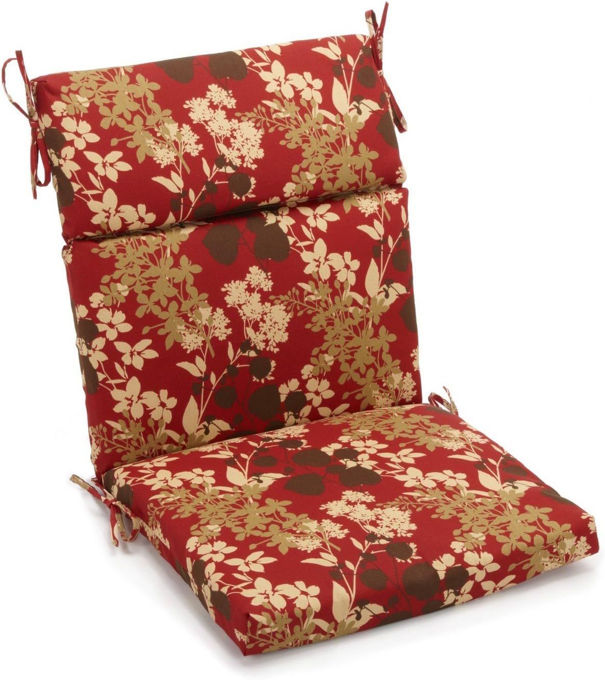 Montfleuri Sangria Red and Beige Floral Outdoor Chair Cushion