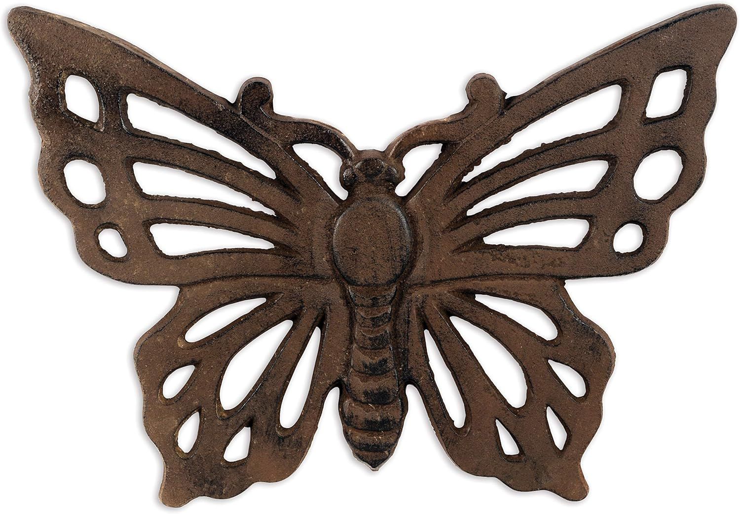 Rustic Brown Cast Iron Butterfly Stepping Stone