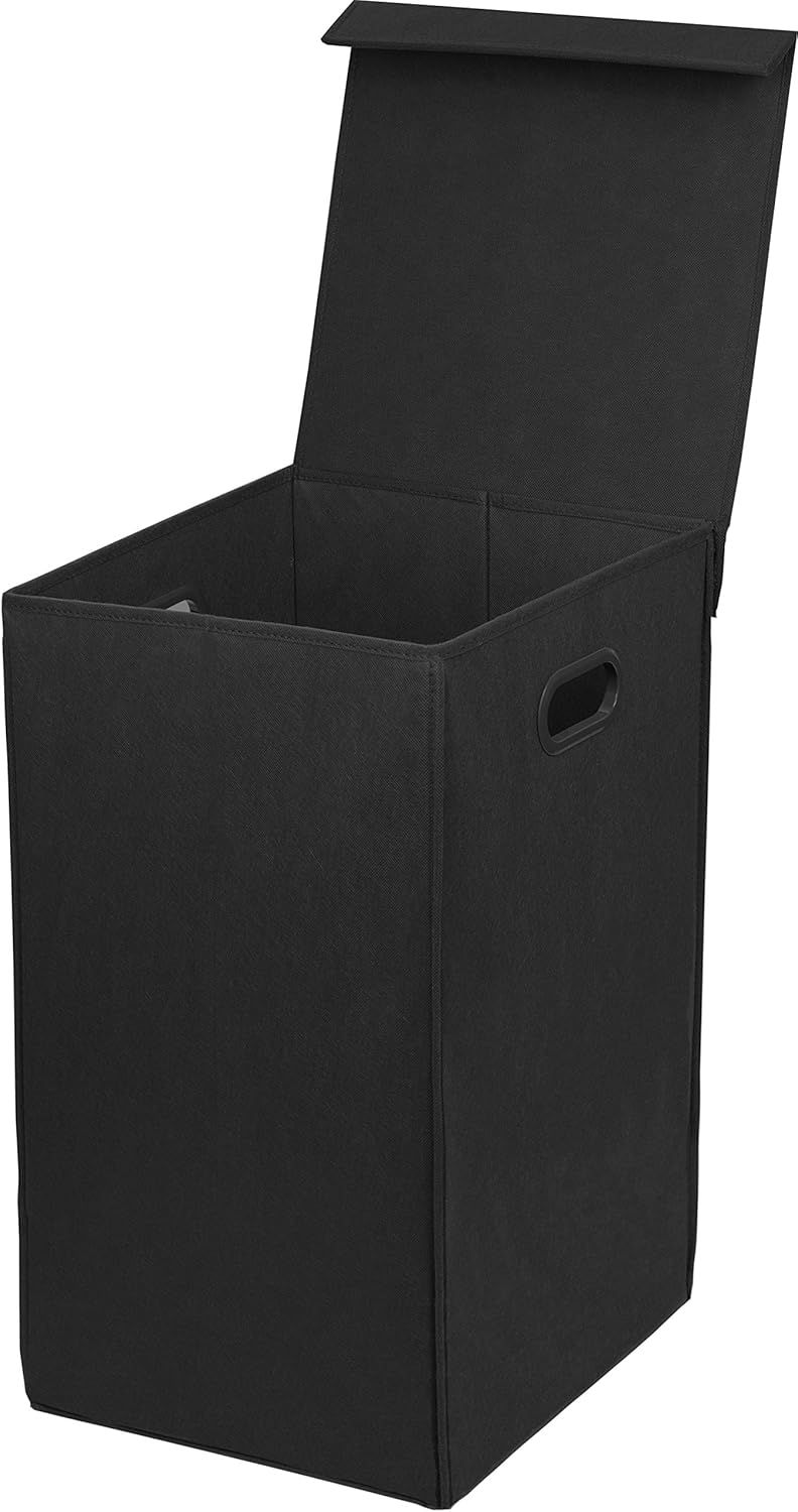 Black Foldable Laundry Hamper with Lid and Handles