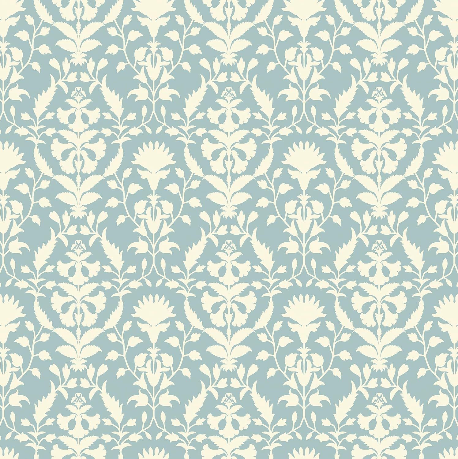 Chambray Blue Floral Self-Adhesive Vinyl Wallpaper Roll