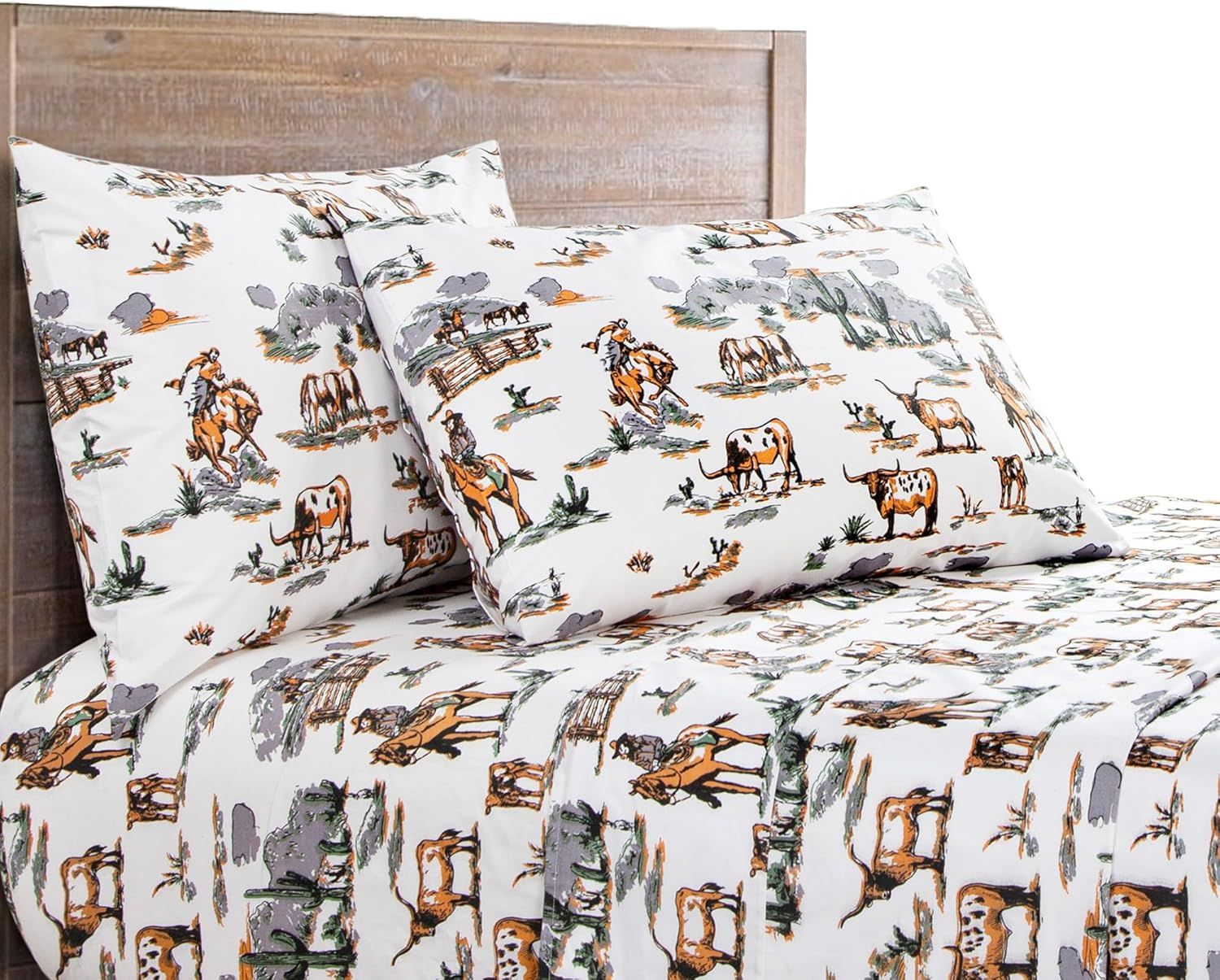 Queen Cotton Western Animal Print Sheet Set