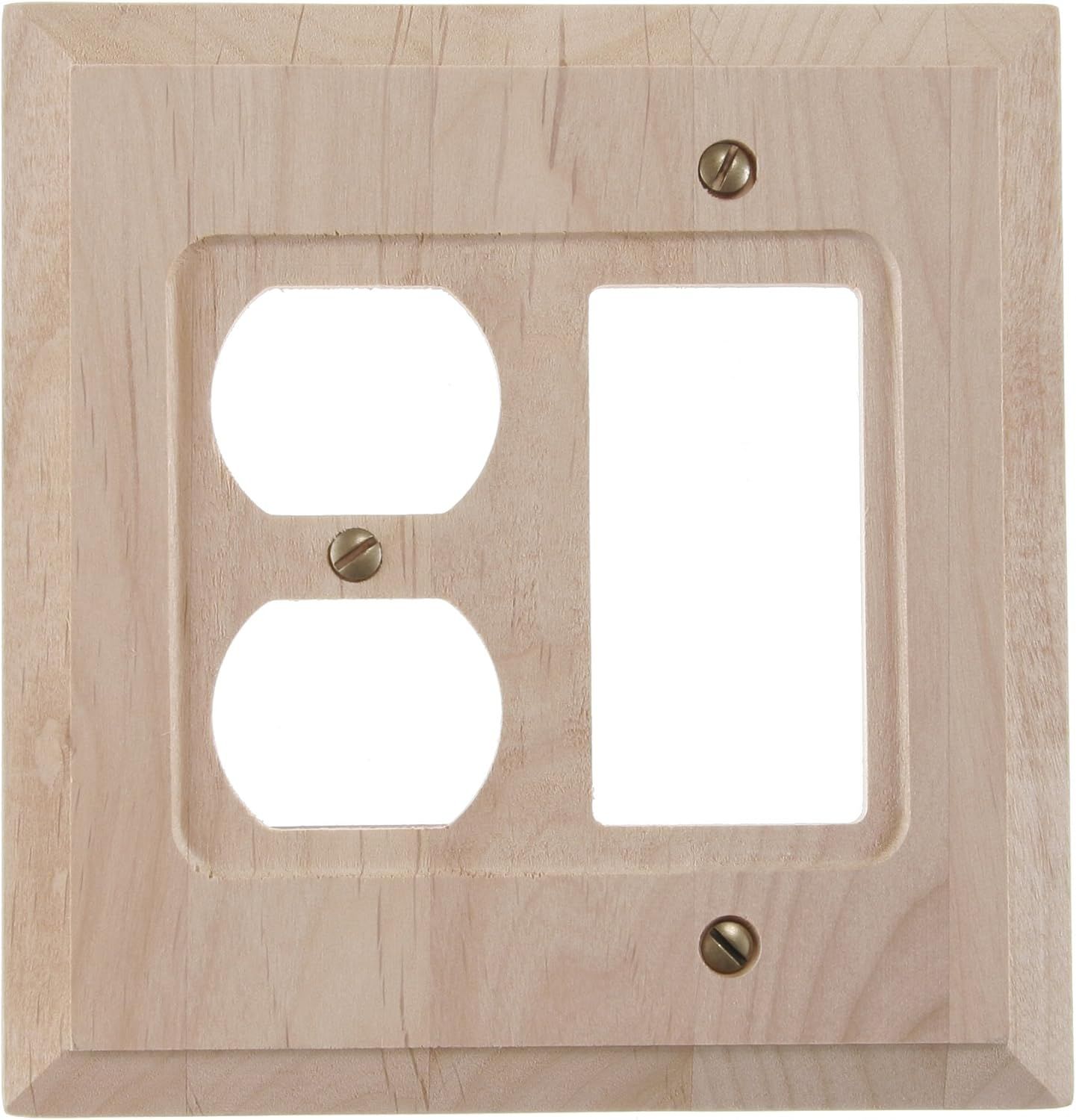 Unfinished Alder Wood Single Rocker Duplex Wallplate