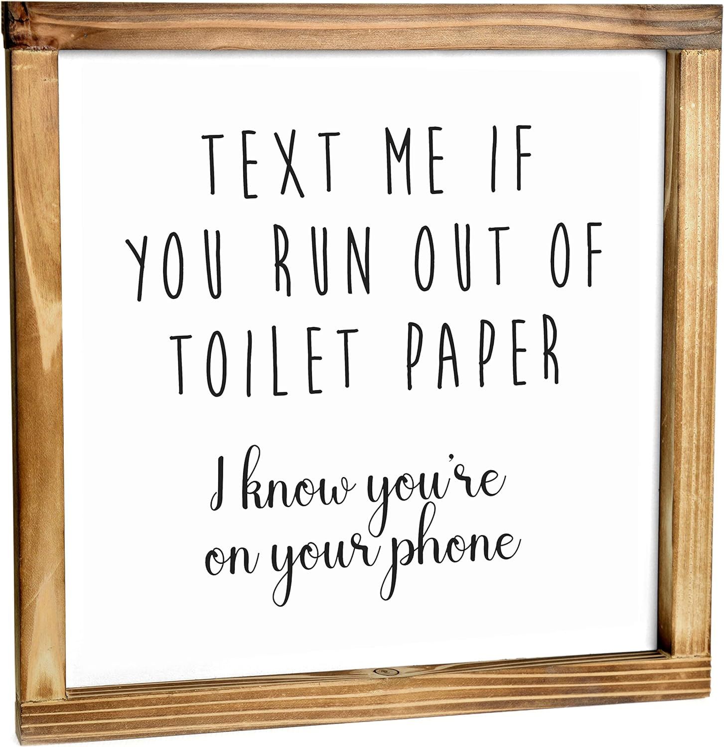 Funny Rustic Wood Bathroom Wall Sign 12x12 Inch