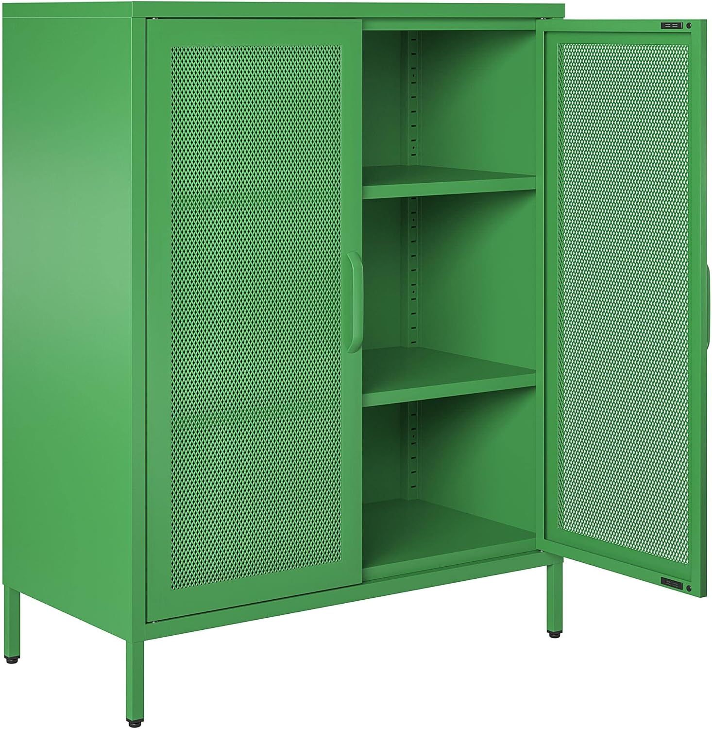 Kelly Green Metal Locker Style Bathroom Cabinet with Adjustable Shelves