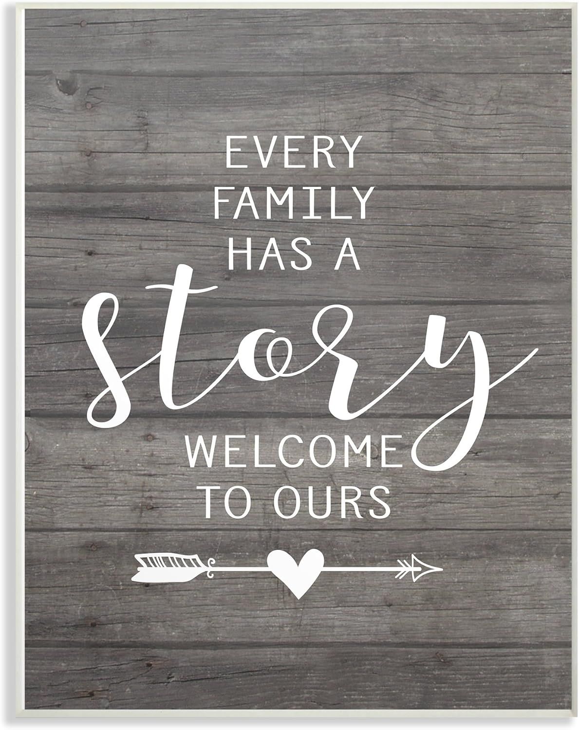 Gray and White Wood Family Story Wall Plaque