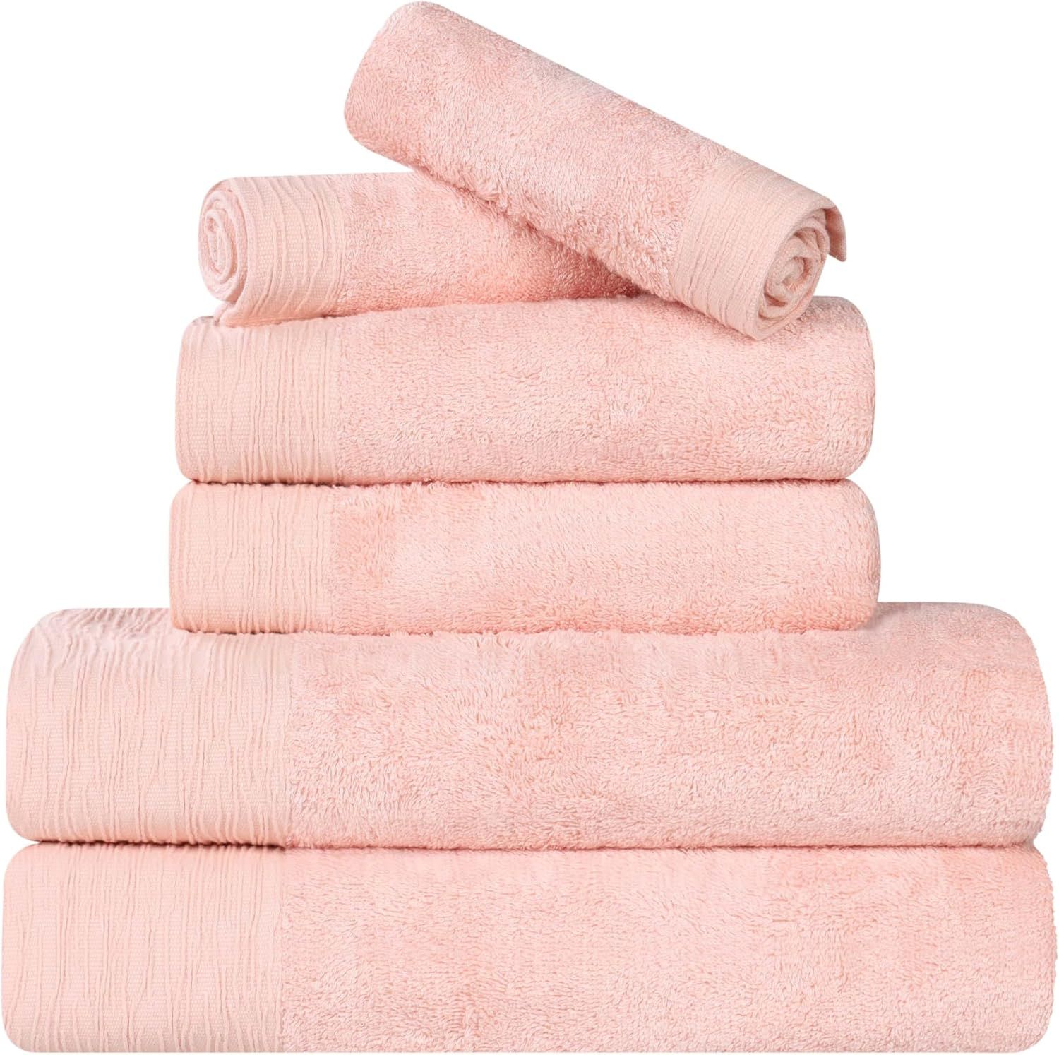 Luxurious Pink Bamboo Cotton Blend 6-Piece Towel Set
