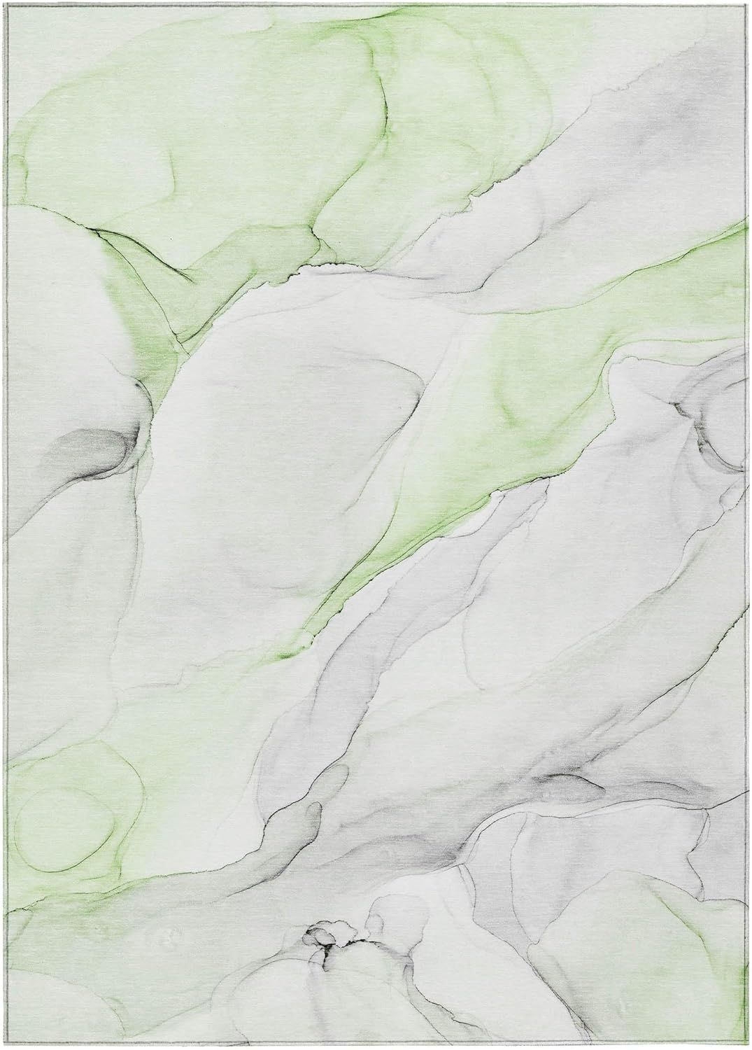 Green and Gray Watercolor 8' x 10' Synthetic Area Rug