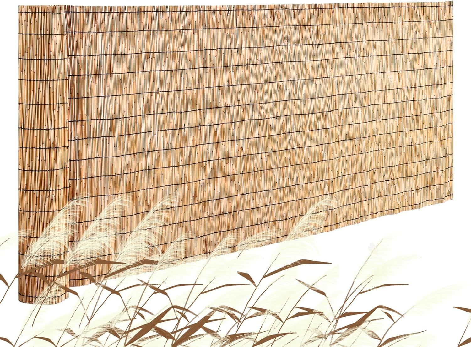 Natural Reed Privacy Screen Fence for Garden and Patio