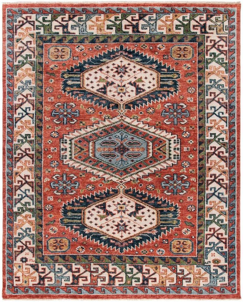 SAFAVIEH Samarkand Collection 10' x 14' Red/Beige SRK119Q Hand-Knotted Traditional Oriental Premium Wool Living Room Dining Bedroom Area Rug