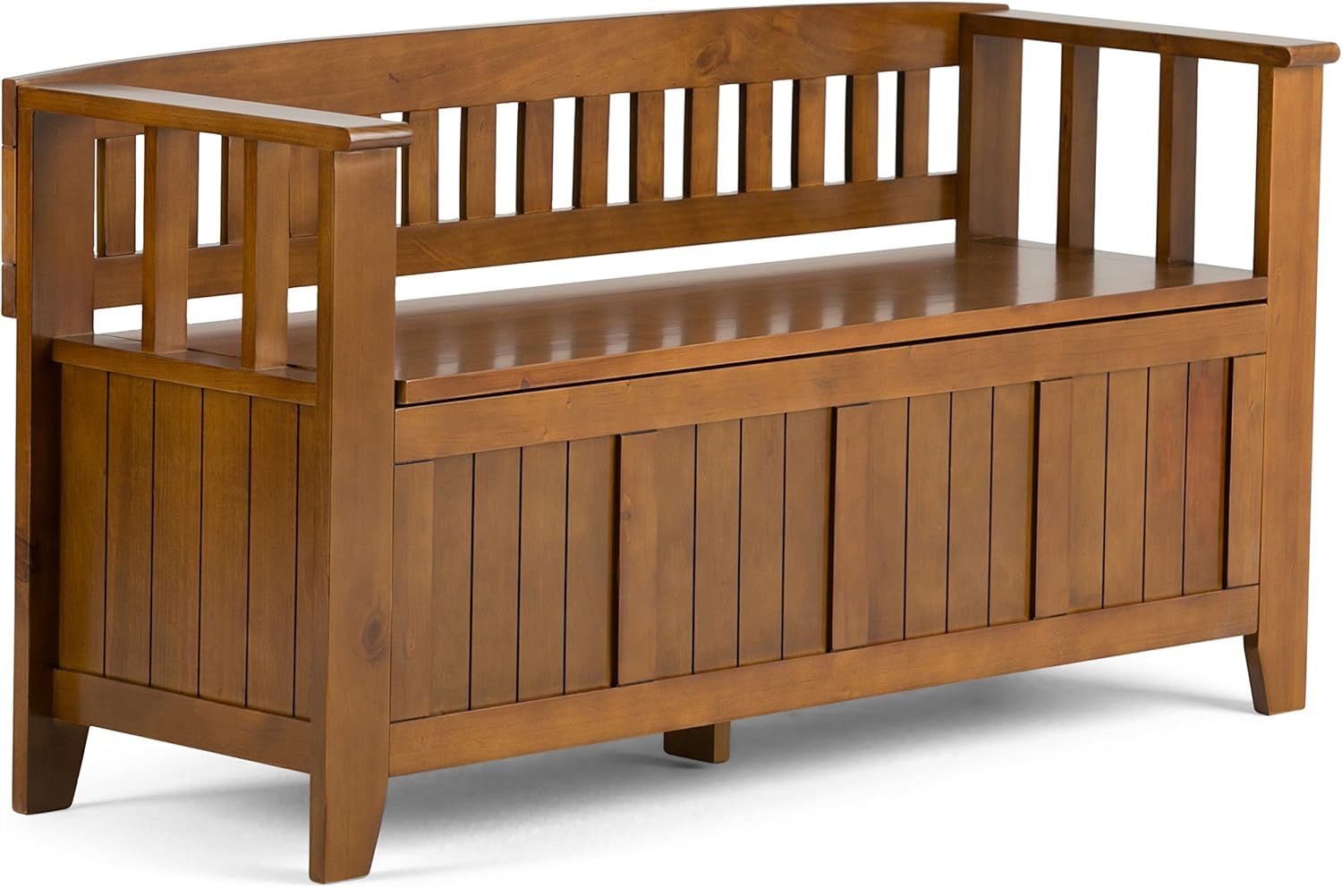 Acadian Light Avalon Brown Solid Wood Transitional Storage Bench