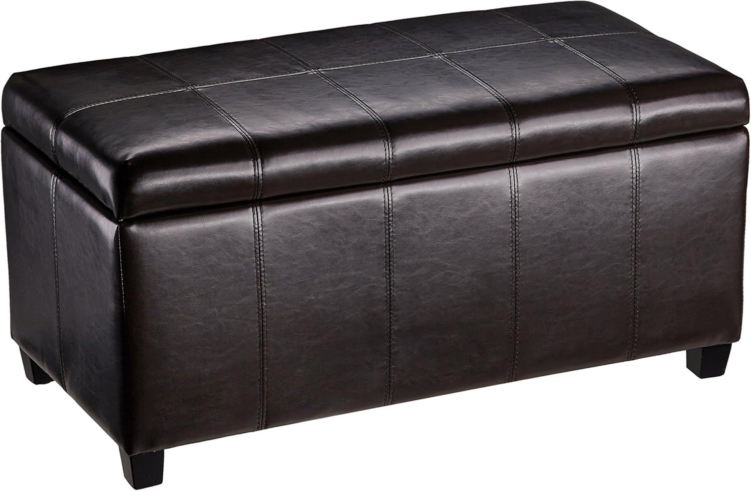 Russet Brown Faux Leather Rectangular Storage Ottoman