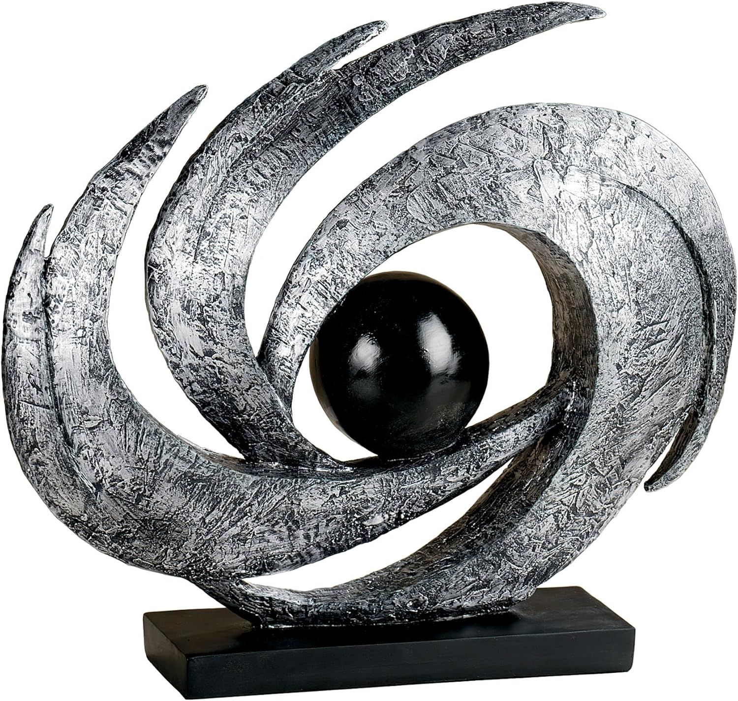 Antique Silver and Black Abstract Resin Table Sculpture