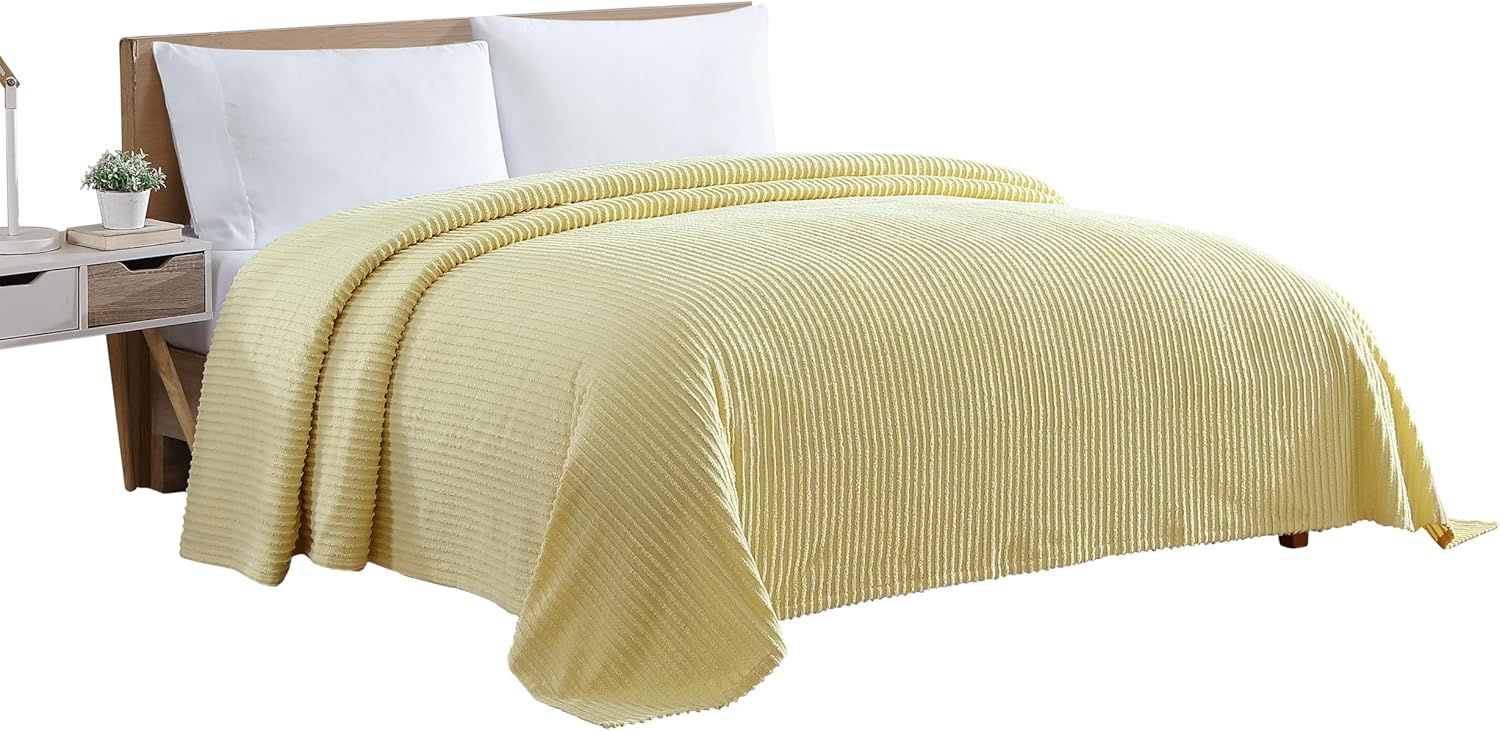 Sunny Yellow Cotton Chenille Queen Bedspread