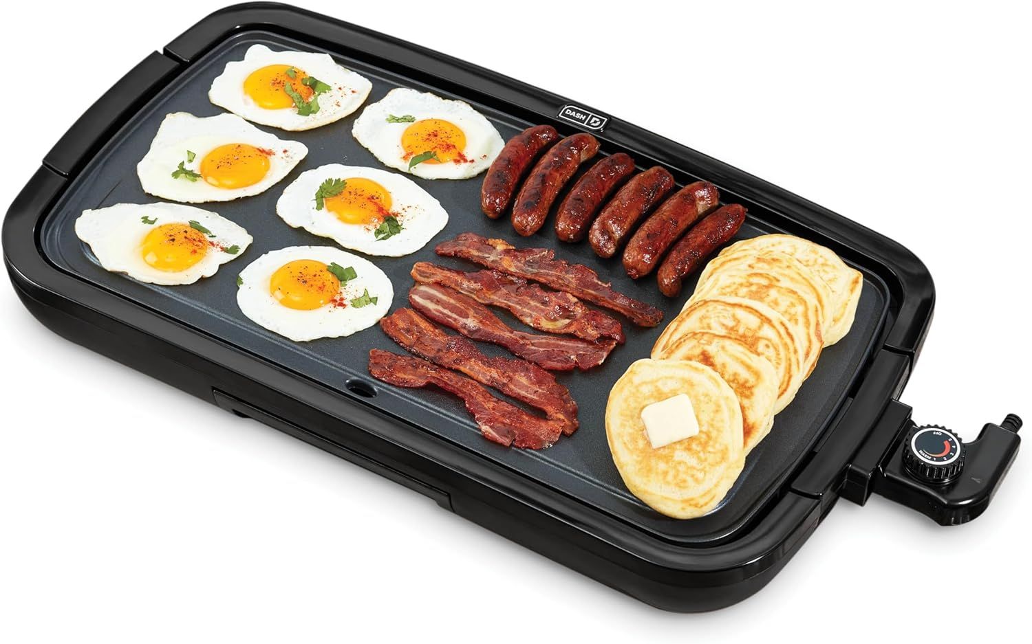 Black Rectangular Electric Griddle with Nonstick Cooking Plate