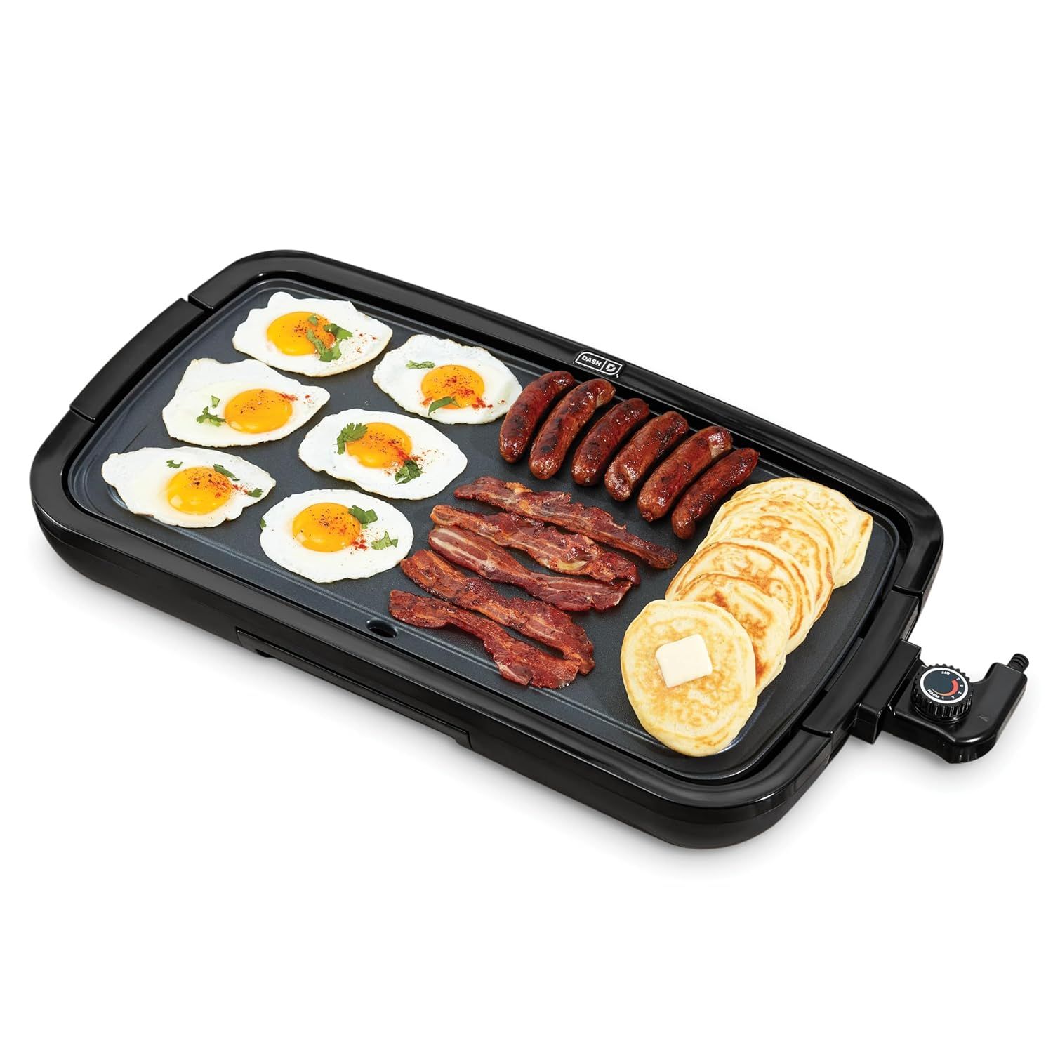Black Rectangular Electric Griddle with Nonstick Cooking Plate