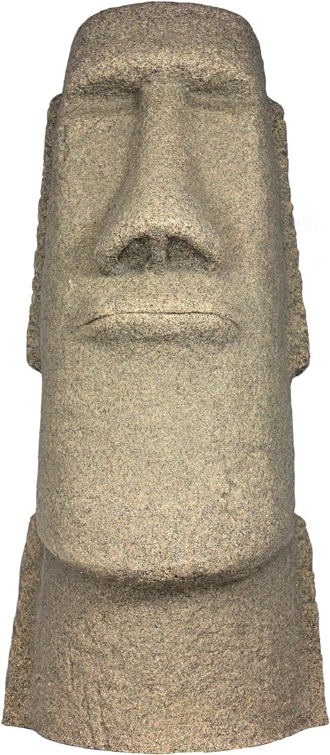 28" Textured Sandstone Resin Easter Island Head Garden Statue