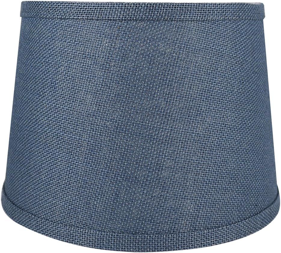 Denim Blue Burlap Drum Lampshade with Nickel Fitter