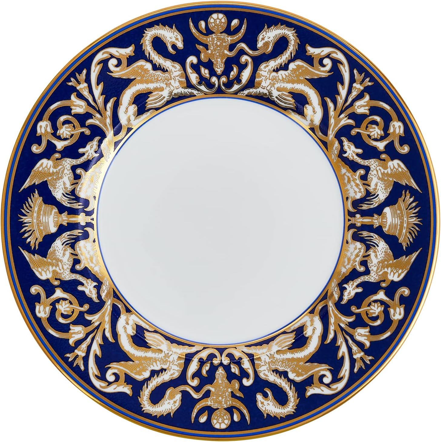 Renaissance Gold and Blue Porcelain Salad Plate 9"