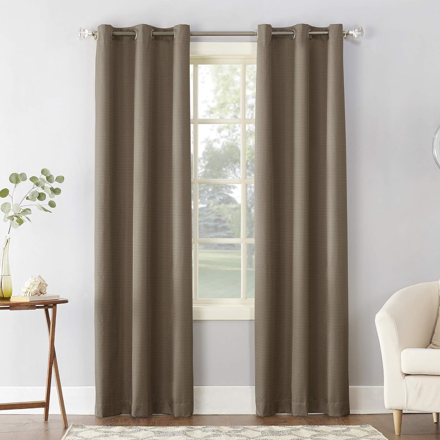 Mocha Room-Darkening Polyester Grommet Curtain Panel, 84.5"