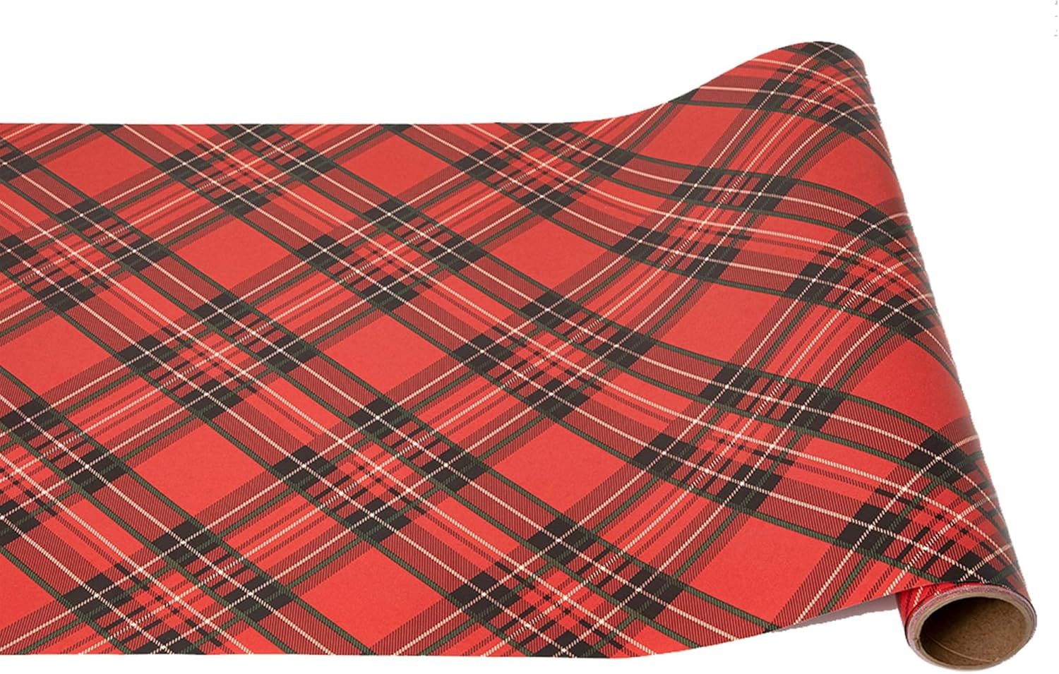 Red Plaid Paper Table Runner for Holiday Parties