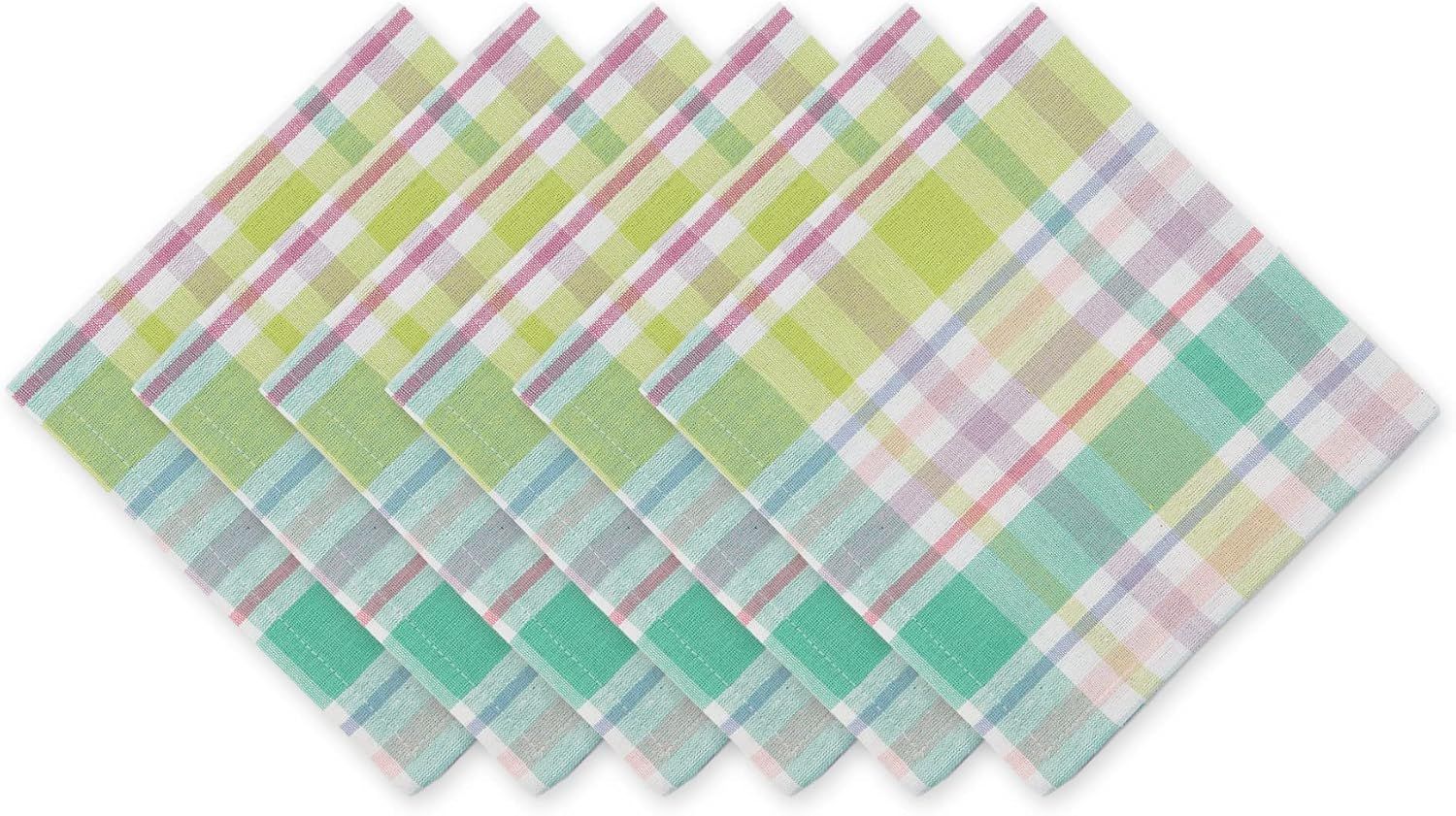 Spring Plaid 20x20 Cotton Napkin Set of 6