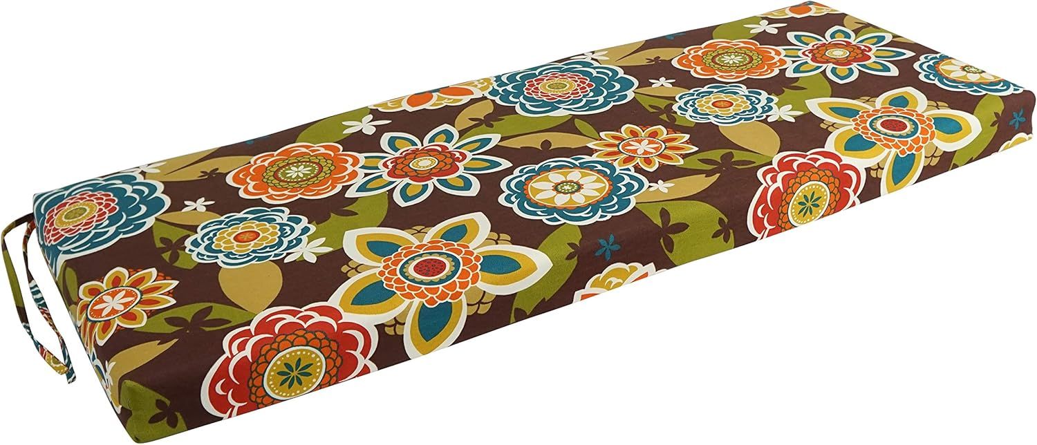 Colorful Floral Pattern Outdoor Polyester Bench Cushion