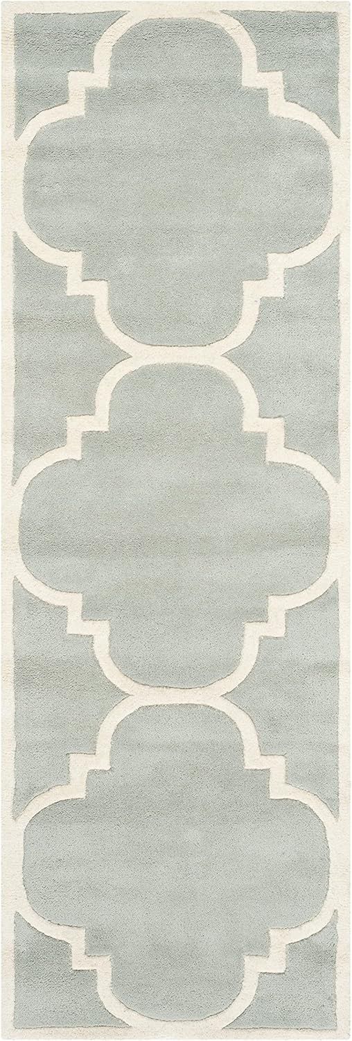 Gray Hand-Tufted Wool Non-Slip Rug, 2'-3" x 13'