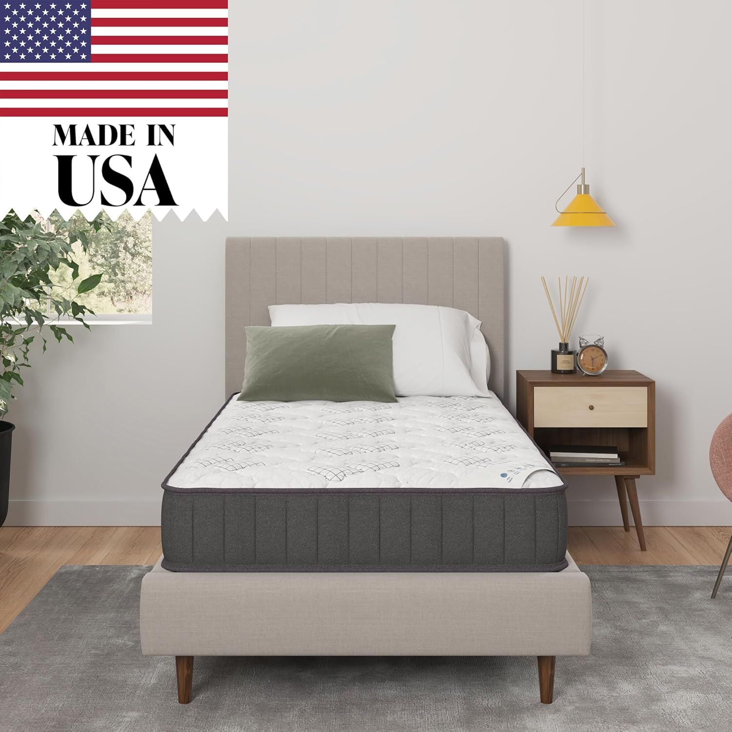 Twin 8-Inch Gray and White Innerspring Gel Memory Foam Mattress