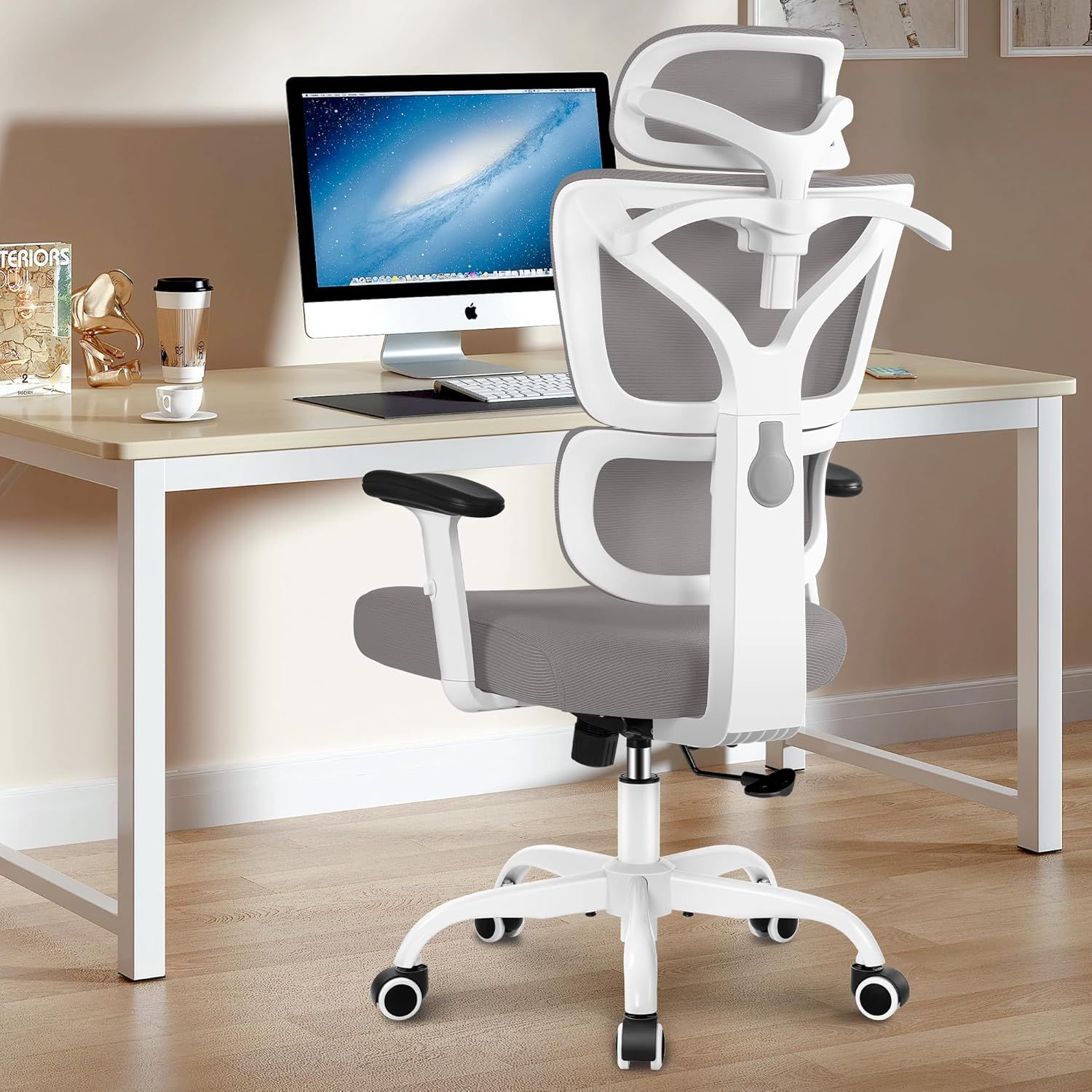 Gray Ergonomic High Back Mesh Office Chair with Adjustable Armrests