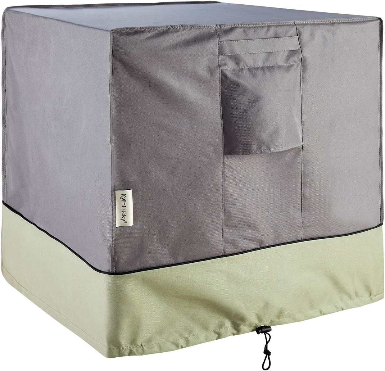 Gray and Beige Water-Resistant Polyester Air Conditioner Cover