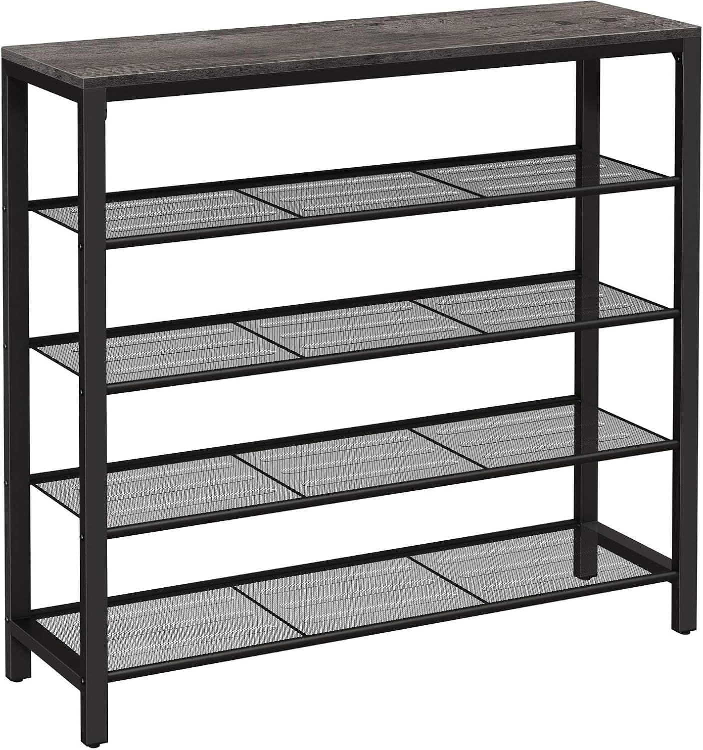 Charcoal Gray and Black 5-Tier Metal Shoe Rack