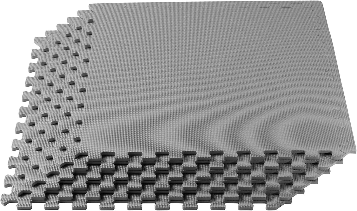 Light Gray EVA Foam Interlocking Gym Floor Tiles, 24x24 Inch