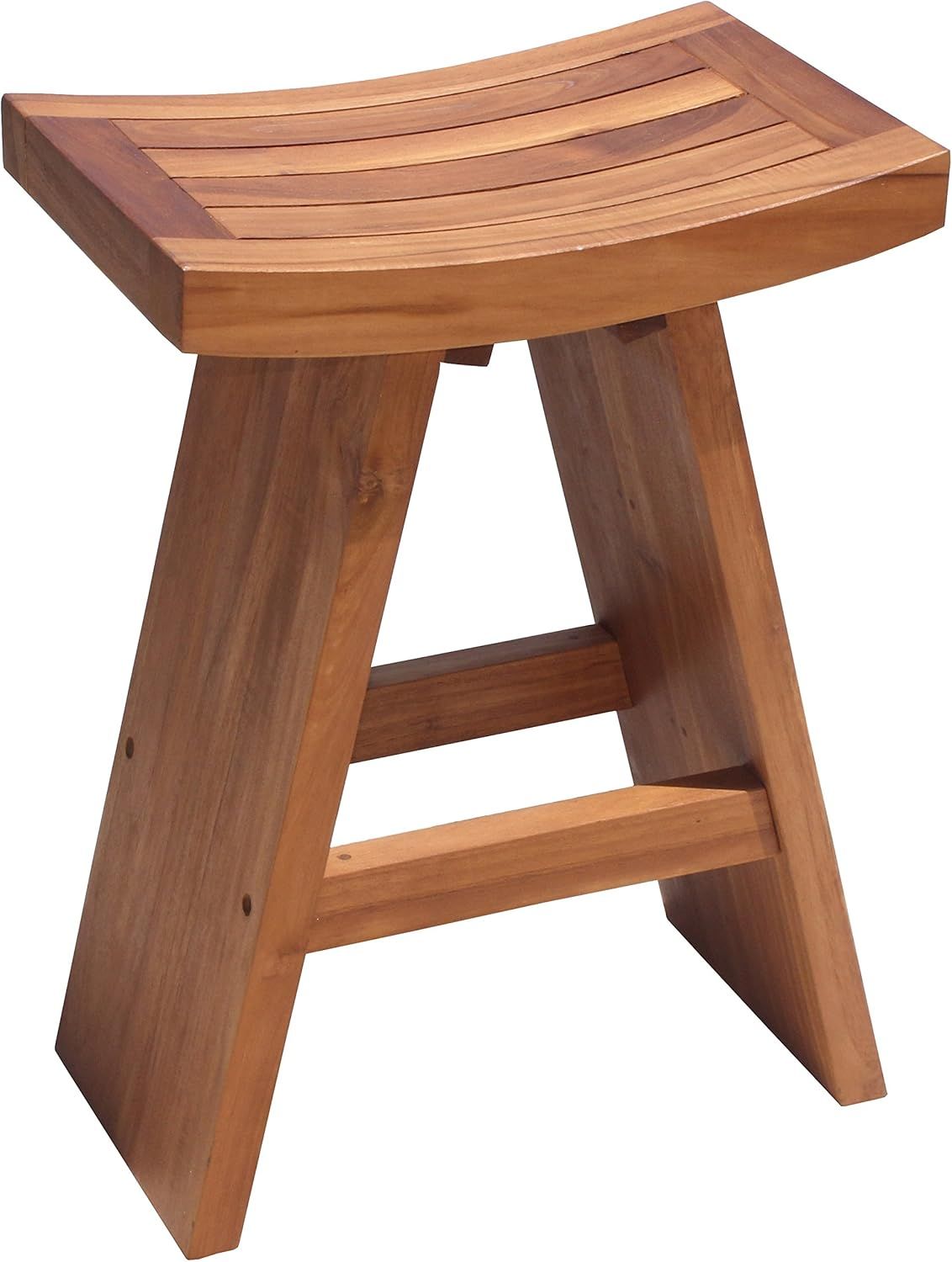 24" Tall Teak Wood Asian-Style Counter Stool