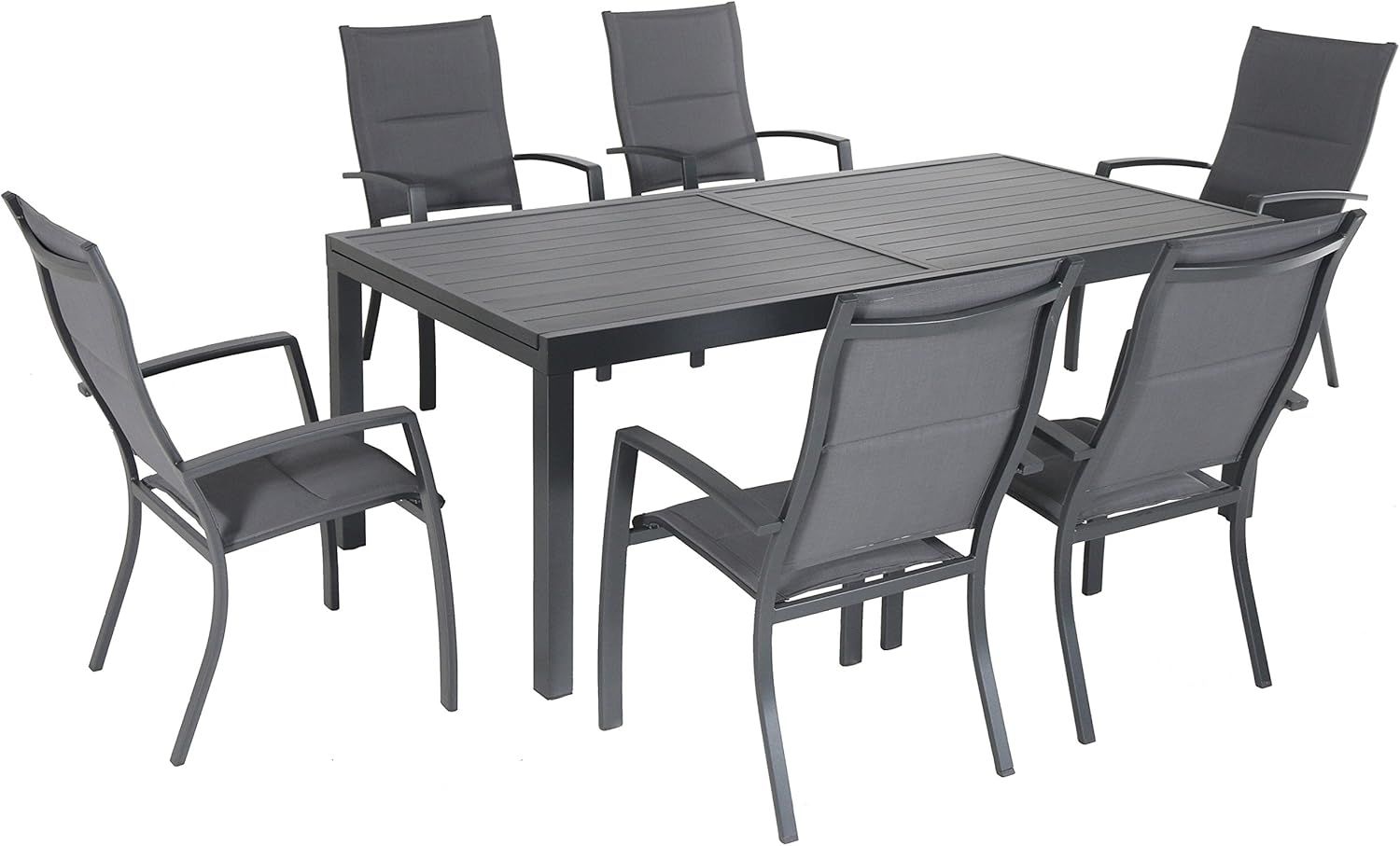 Gray Aluminum 6-Person Expandable Outdoor Dining Set