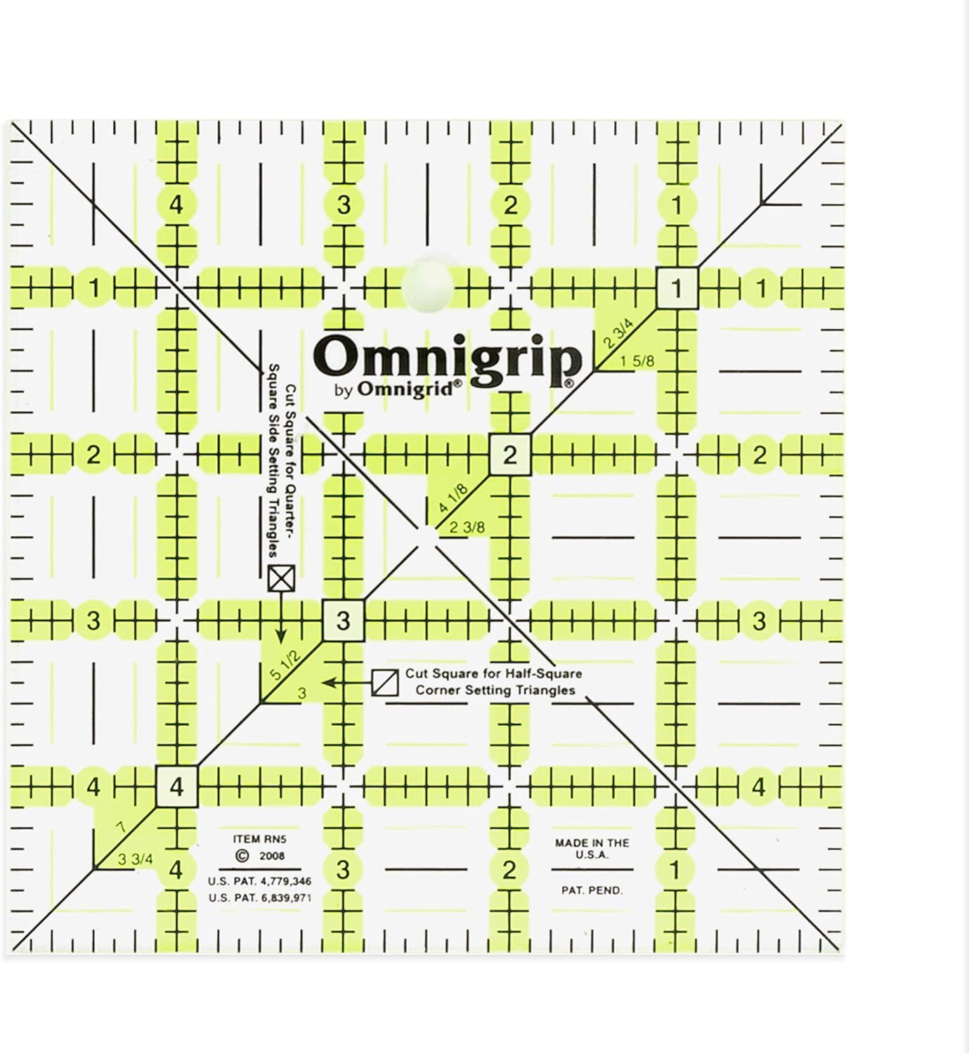 Omnigrip 5" Square Non-Slip Acrylic Quilting Ruler