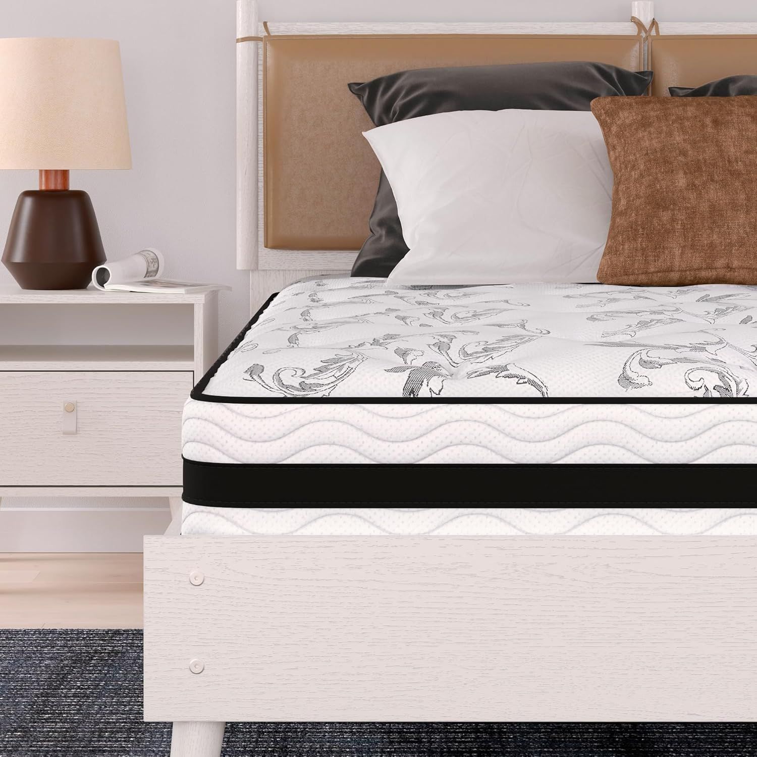 Queen White Innerspring Gel Memory Foam Mattress