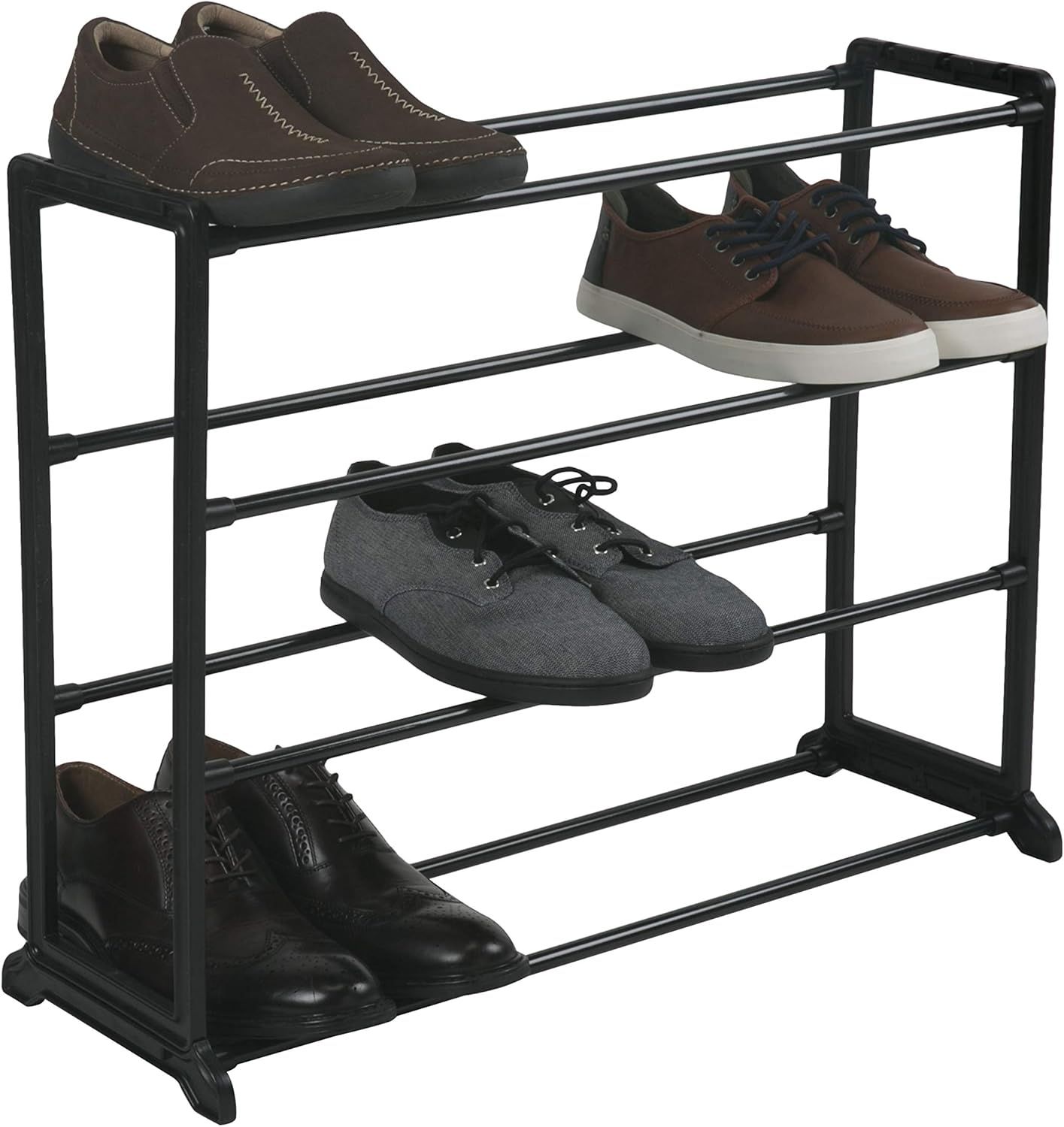 Black Stackable Four-Tier Shoe Rack Organizer