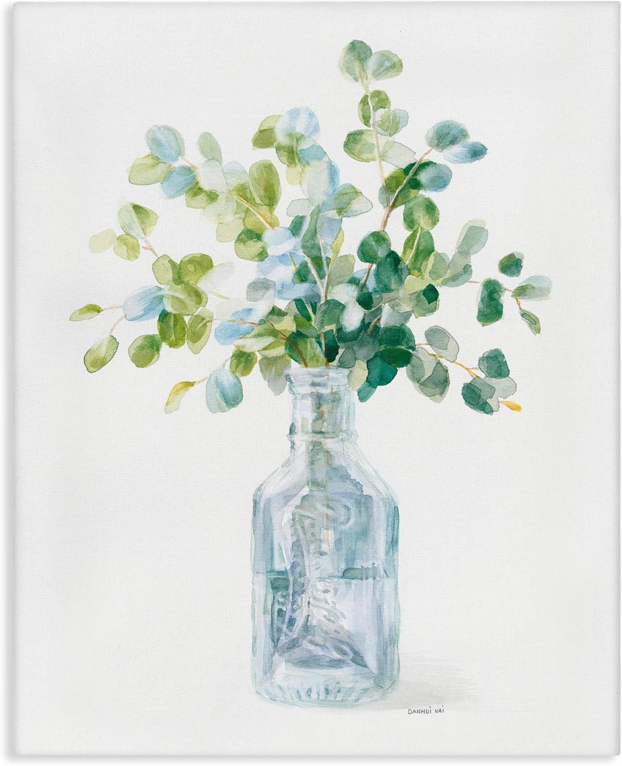 Green and Blue Floral Still Life Canvas Wall Art, 30 x 40