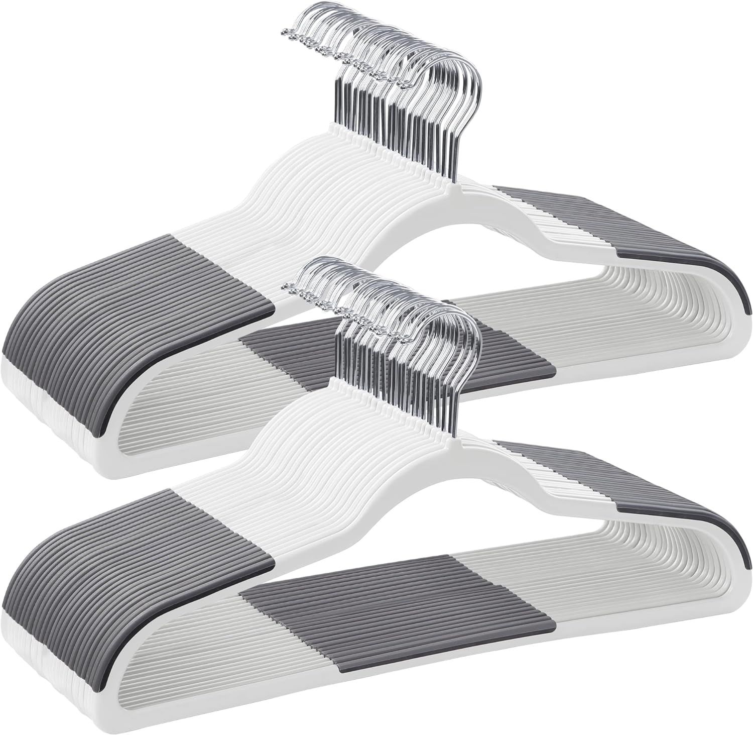 Cloud White and Dark Gray Plastic Clothes Hangers with Metal Hooks